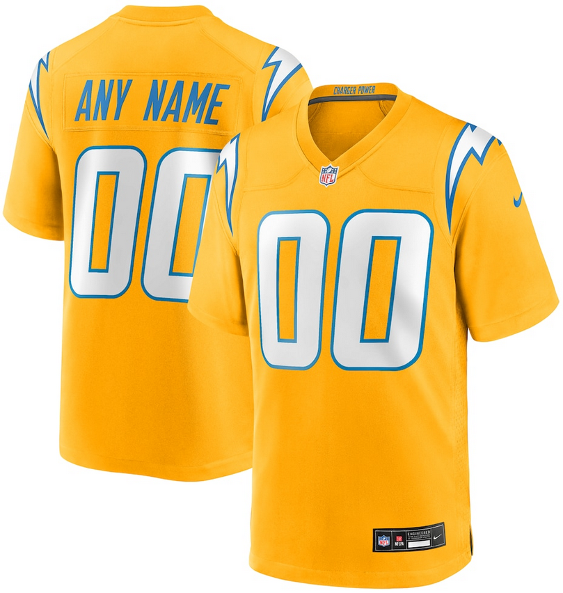 Custom Men Los Angeles Chargers yellow Charger Power Game NFL Nike Jersey->customized nfl jersey->Custom Jersey